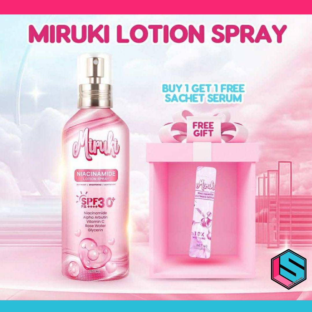 Miruki Niacinamide Lotion Spray (Retail) spf 30pa++ FREE SERUM
